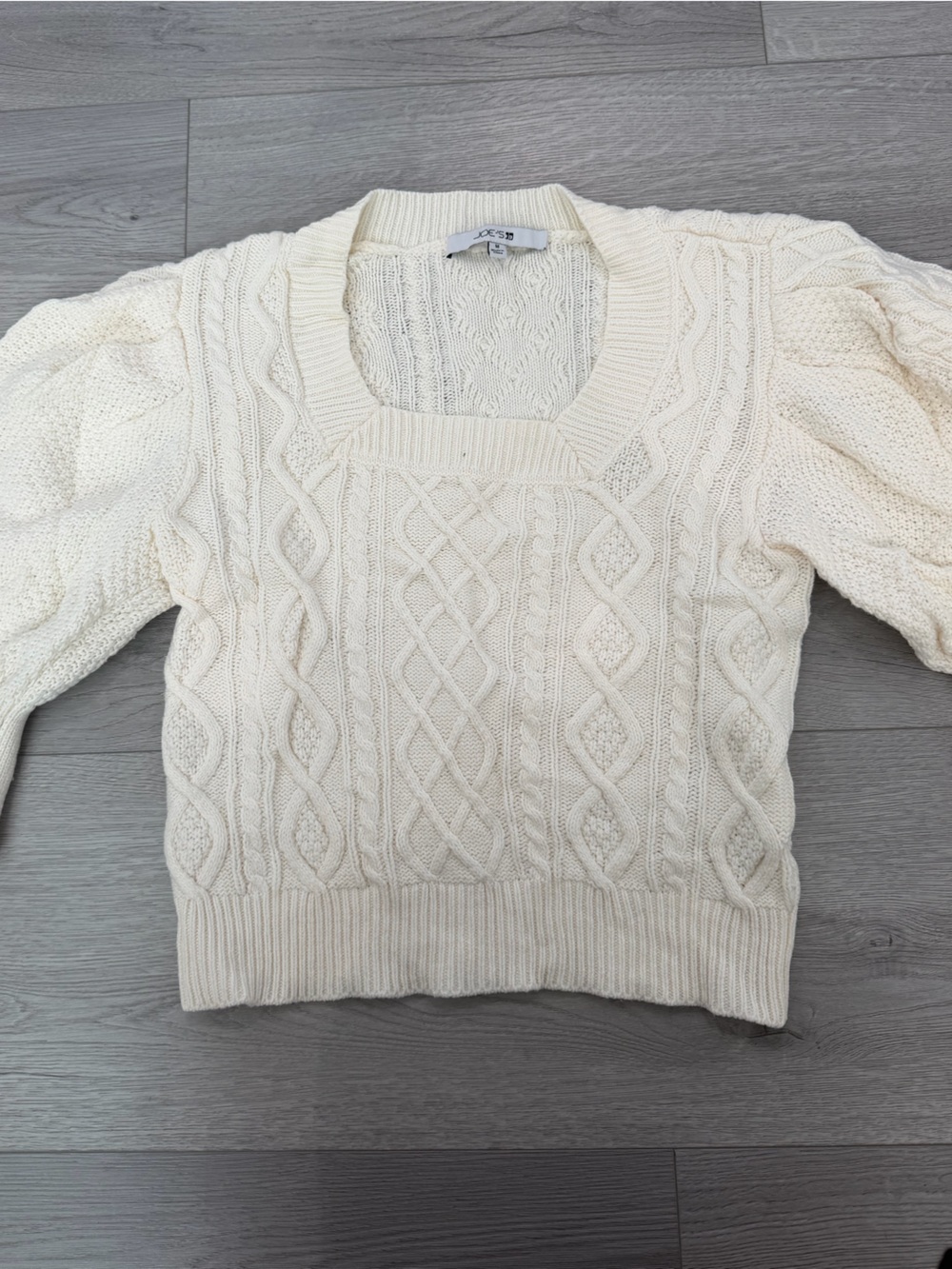 Joe's Jeans Cream Cable Knit Scoop Neck Sweater